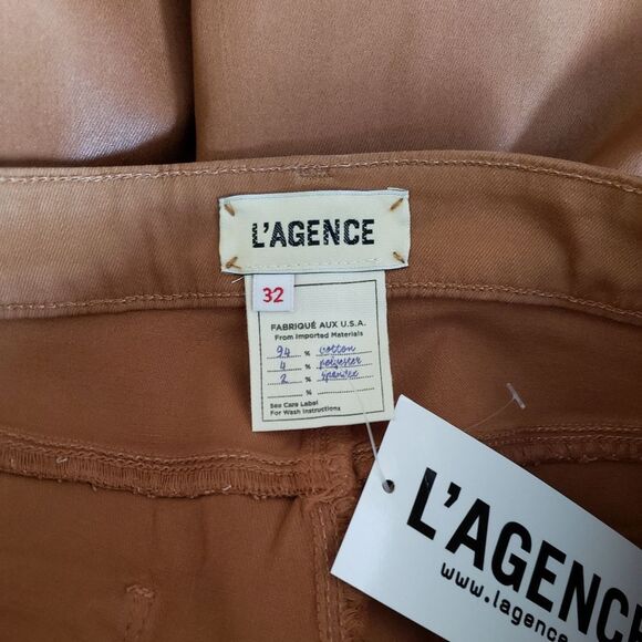 L'Agence Margot Skinny High-Rise Stretchy Cropped Jeans in Coated Java Size 32 - Picture 8 of 10
